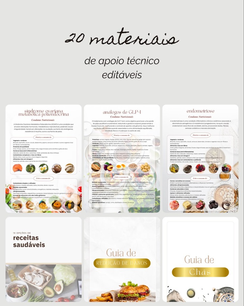 Capa dos materiais de apoio técnico para nutricionistas e estudantes de Nutrição